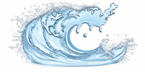 Obraz premium 3D Rendered Illustration of a Splashing Wave of Clear Water Forming a Crescent Shape