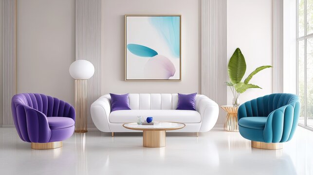 A vibrant and stylish interior featuring the latest color trends, with a combination of rich jewel tones and metallic accents that highlight current design aesthetics