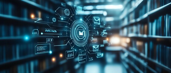 Fototapeta premium Modern education funding interface with virtual display