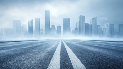 Fototapeta premium Urban Highway: A Misty Cityscape