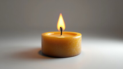Warm Glow of a Single Candle Illuminating a Calm Setting