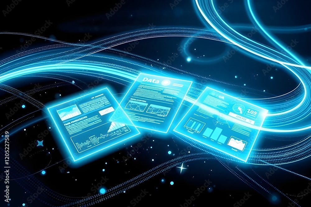 Aufkleber Digital documents created using future world technology. automated invoice and receipt management concept.	