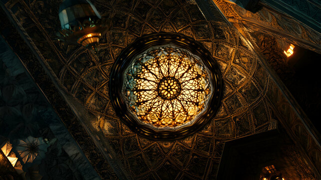 Intricate Ornate Ceiling Fixture: A Golden Jewel of Architectural Design
