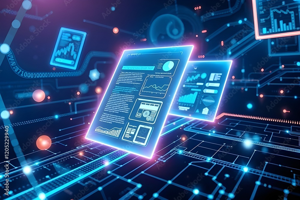 Leinwandbilder Digital documents created using future world technology. automated invoice and receipt management concept.	
