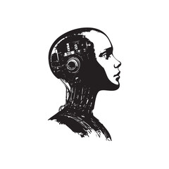 silhouette of a robot head