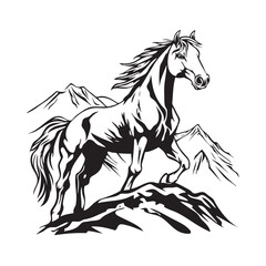 horse in the mountain isolated on white