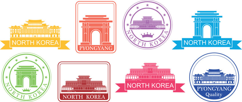 North Korea set. Isolated North Korea on white background