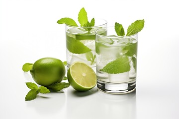 Fresh drinks with mint leaves and lime for a refreshing taste in summer collections.