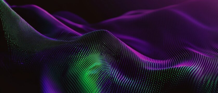 A futuristic abstract gradient background.merging dark purples and neon greens.emphasizing innovation and tech-savvy design.ideal for digital technology and startup branding