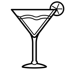Geometric Martini Glass Line Art