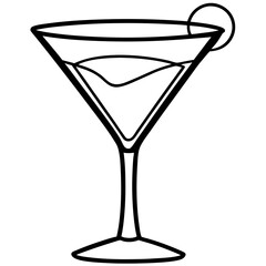 Geometric Martini Glass Line Art