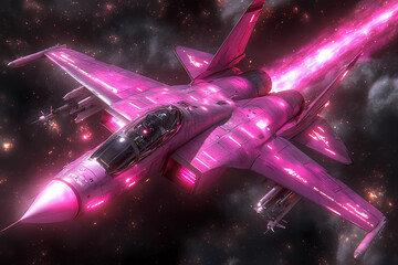 pilot navigating a radiant holographic aircraft through a virtual galaxy