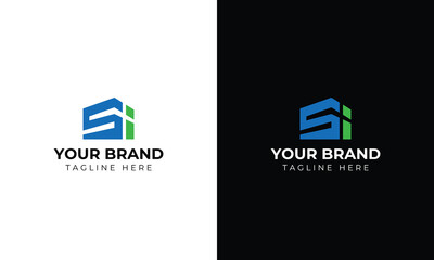 Monogram S, SI, IS, SQ, Q modern logo concept cutting edge technology futuristic home and hotel