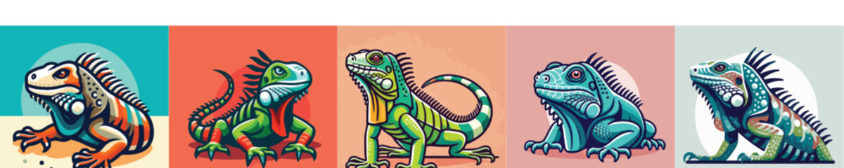 Fototapeta premium Iguana vector collection