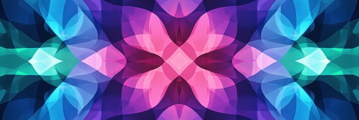 Obraz premium Colorful abstract pattern with floral shapes and vibrant hues creating a harmonious design in blue and pink tones. Generative AI