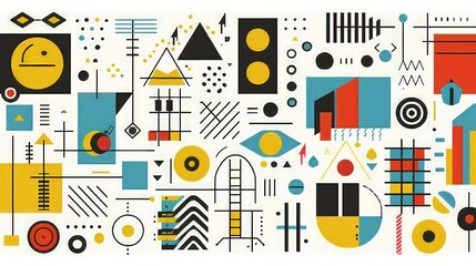 Obraz premium Abstract Geometric Composition: A Symphony of Shapes and Colors