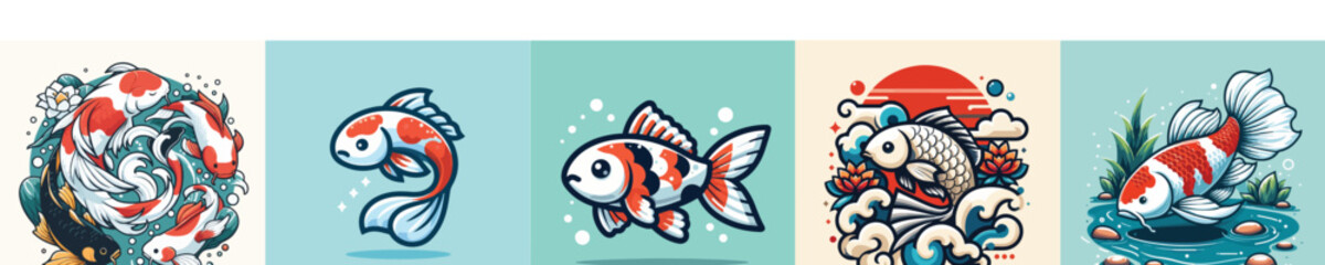 Koi fish vector collection