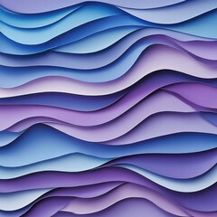 Abstract Wavy Paper Layers in Shades of Blue and Purple Create a Serene Visual Design, Ideal for Backgrounds and Textures.