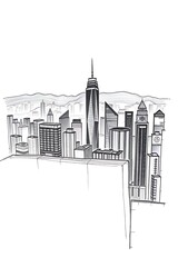 Obraz premium Monochrome cityscape sketch.