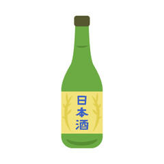 日本酒の一升瓶。フラットなベクターイラスト。
1.8L bottle of Japanese sake. Flat vector illustration.