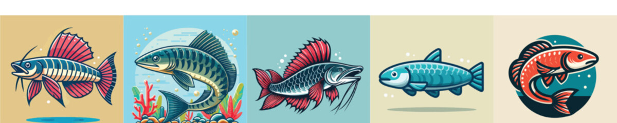 Betta fish vector collection