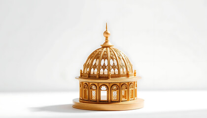 Obraz premium miniature of a gold mosque dome isolated on a white background