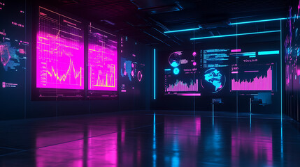 Data visualization event showcasing interactive analytics in modern office environment high-tech viewpoint concept