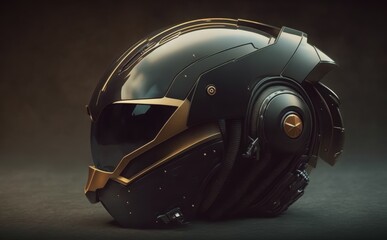 Fototapeta premium Futuristic Black and Gold Helmet