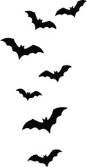 Naklejka premium Black silhouettes of bats set isolated on white background