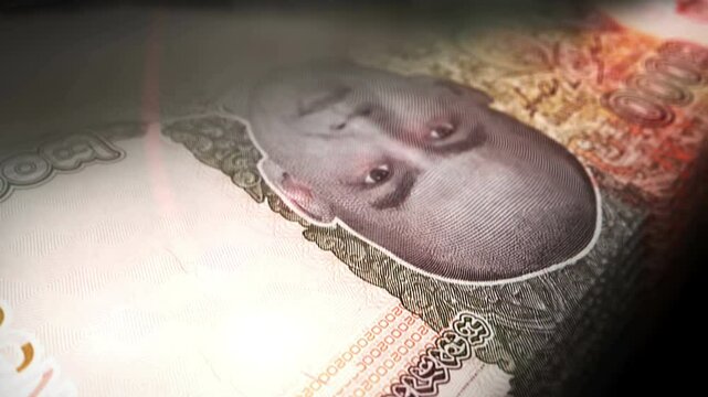 Cambodia money Cambodian riel counting. 2000 KHR banknotes. Fast cash note count macro loop. Business, finance and economy. Loopable and seamless concept.