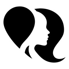 Logo Girl Face Woman Love Heart Business Beauty Vector Icon Silhouette