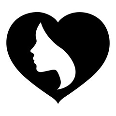 Heart for womens day icon black color vector silhouette isolated white background