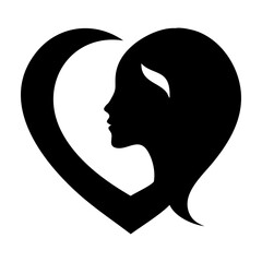 Logo Girl Face Woman Love Heart Business Beauty Vector Icon Silhouette