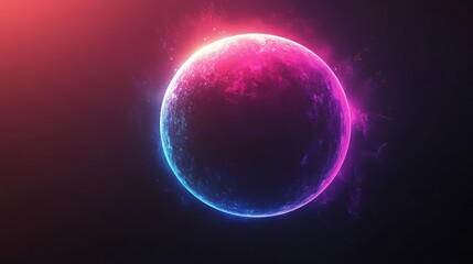 Fototapeta premium Minimalist glowing pastel circle with smooth edges floating on a black canvas 