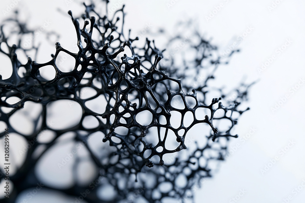 Poster Black organic structure with intricate network design and abstract pattern