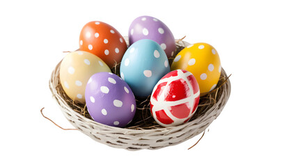 Isolated on a white background, this image shows an easter egg painted manually