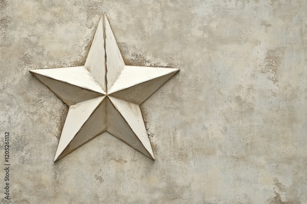 Poster Decorative five pointed star on a textured surface with a neutral color tone in a modern design context. Generative AI