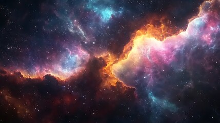 Fototapeta premium A Vibrant Nebula in Deep Space, Swirling with Cosmic Dust and Stars