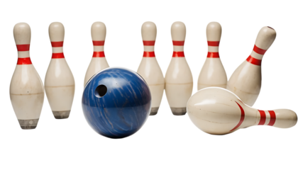 Striking down pins with a bowling ball Png Image