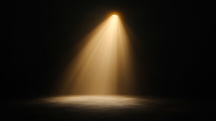 A beam of light illuminates a dark space, creating a dramatic atmosphere.