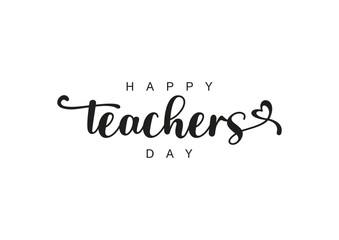 Happy Teachers' Day Elegant Black and White Typography Design