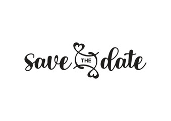 Elegant Save the Date Script with Heart Elements - Wedding Calligraphy Design
