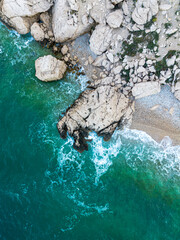 Obraz premium Coastline of the Adriatic Sea in Croatia. Aerial landscape, view from above.