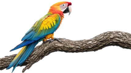Fototapeta premium A vibrant parrot perched on a branch, showcasing its colorful plumage.