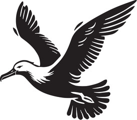 Black Color Albatross Silhouette Vector Illustration, Solid White Background. minimal vector design