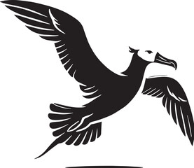 Black Color Albatross Silhouette Vector Illustration, Solid White Background. minimal vector design