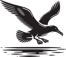 Black Color Albatross Silhouette Vector Illustration, Solid White Background. minimal vector design