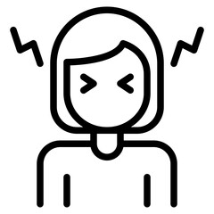 Line Art Illustration of a Frustrated Woman