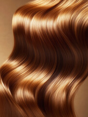 Fototapeta premium Smooth and glossy brown hair flowing gently in soft light highlighting its texture and waves