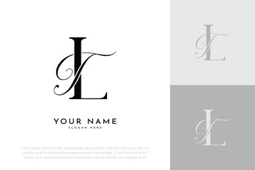 LT TL initial letter handwriting wedding monogram logo